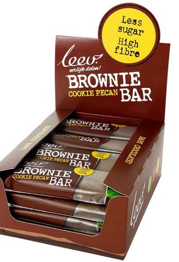 Leev Cookiebar brownie pecan & granen 35 gram bio (16 Stuks)