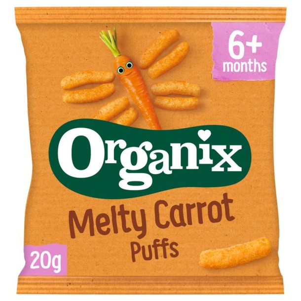Organix Mais knabbels met wortel 6+M bio (20 Gram)