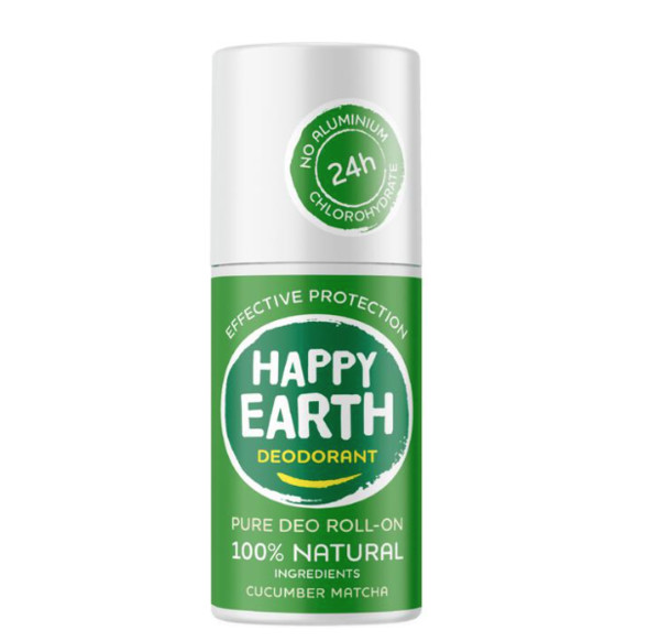 Happy Earth Pure Deo Roll-On Cucumber Matcha 75 ml roller