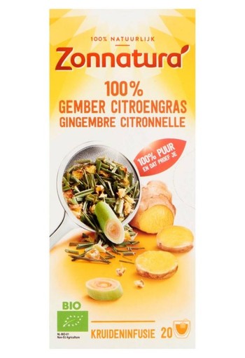 Zonnatura Gember citroengras thee bio (20 Zakjes)
