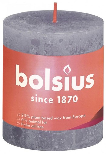 Bolsius Rustiek stompkaars shine 80/68 frosted lavender (1 Stuks)