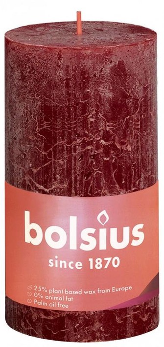 Bolsius Rustiekkaars shine 130/68 velvet red (1 Stuks)