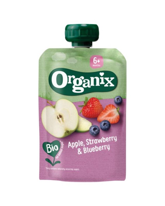 Organix Knijpfruit appel, aardbei en bosbessen 6+M bio (100 Gram)