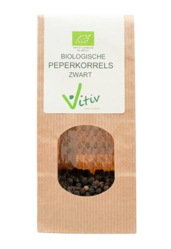 Vitiv Peperkorrels zwart bio (250 Gram)