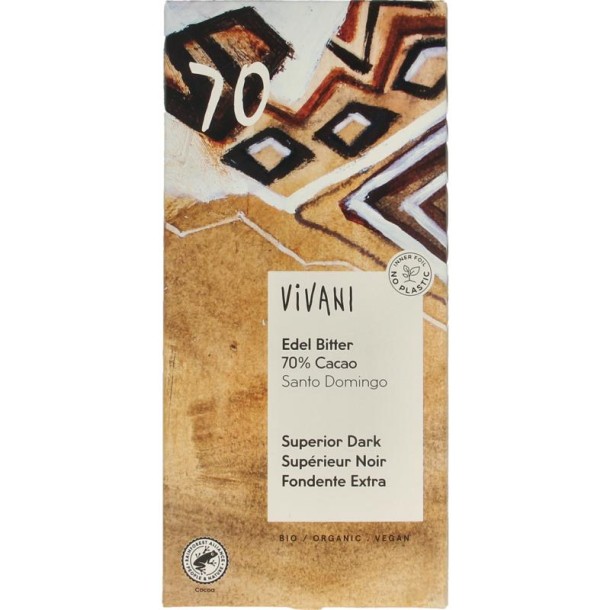 Vivani Chocolade puur superieur 70% Santo Domingo bio (100 Gram)