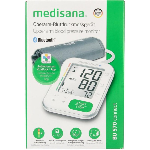 Medisana Bloeddrukmeter BU 570 connect bovenarm wit (1 Stuks)