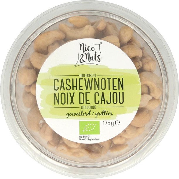 Nice & Nuts Cashewnoten zonder zeezout geroosterd bio (175 Gram)