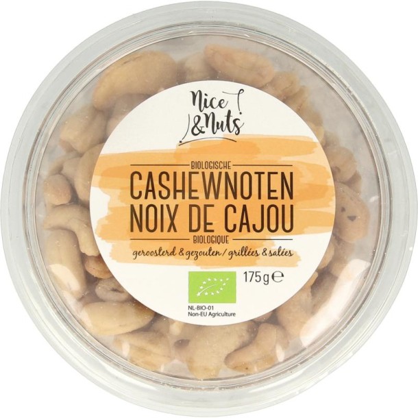 Nice & Nuts Cashewnoten met zeezout geroosterd bio (175 Gram)