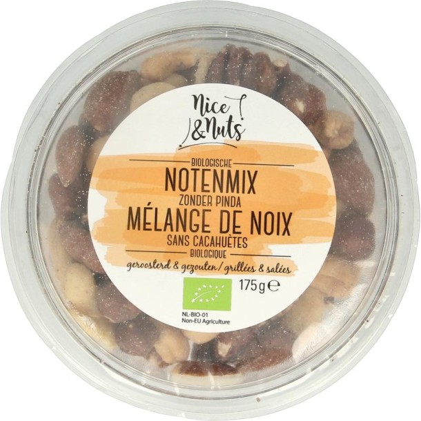 Nice & Nuts Notenmix zonder pinda met zeezout geroosterd bio (175 Gram)