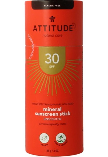 Attitude Sun care zonnebrandstick plastivrij SPF30 (85 Gram)