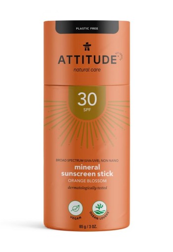 Attitude Sun care zonnebrandstick oranjebl plasticvr SPF30 (85 Gram)