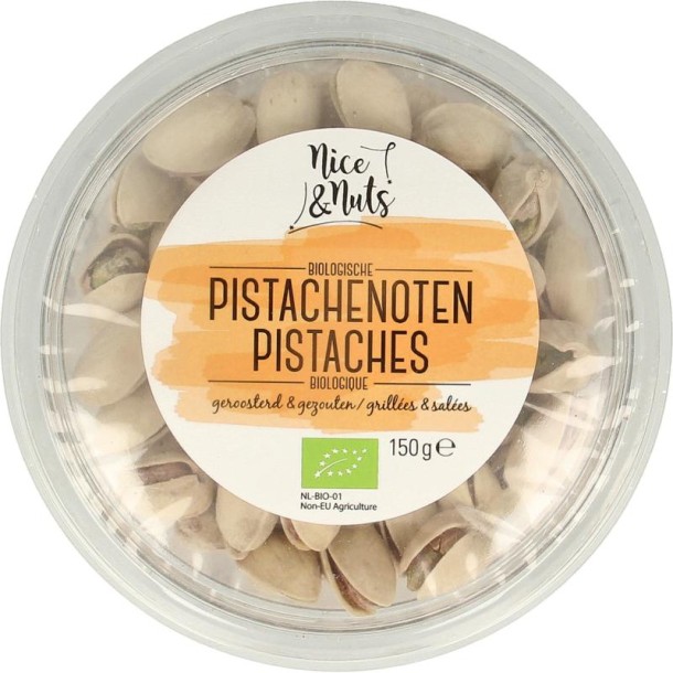 Nice & Nuts Pistache noten in dop gezouten geroosterd bio (150 Gram)