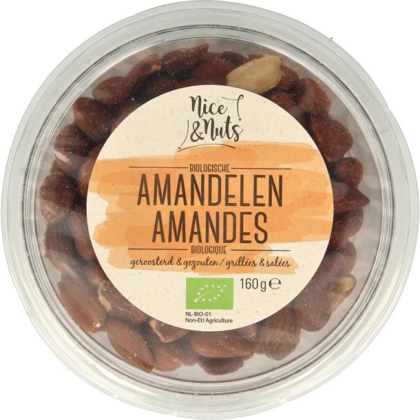 Nice & Nuts Amandelen bruin gezouten geroosterd bio (160 Gram)