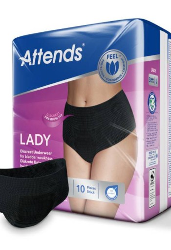 Attends Lady discreet underwear zwart 3M (10 Stuks)