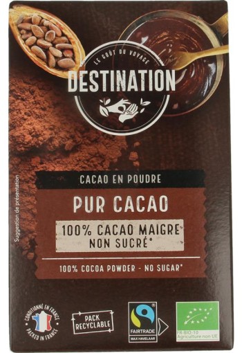 Destination Cacao 100% mager 10-12% bio (250 Gram)