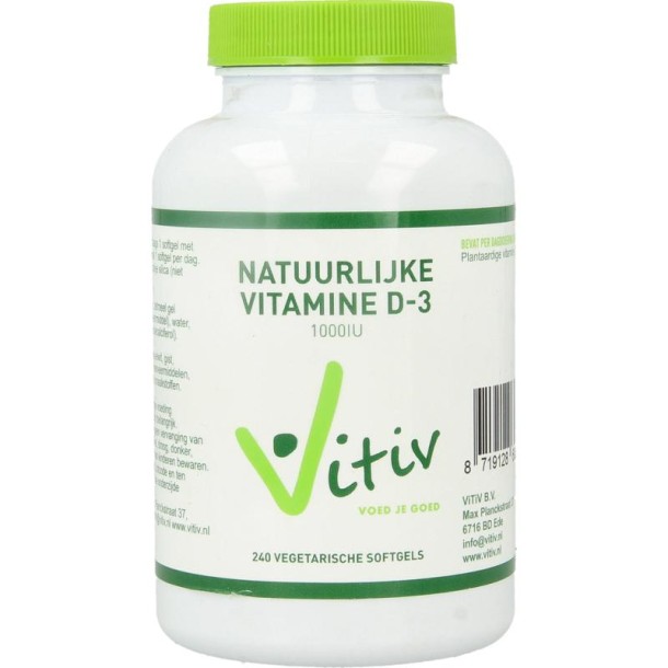 Vitiv Vitamine D3 1000IU 25mcg vega (240 Softgels)