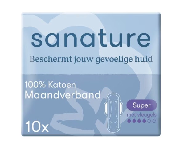 Sanature 100% Katoen Maandverband Super 10st. 