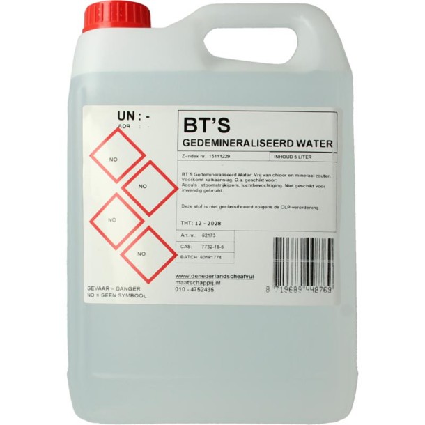 BT's Gedemineraliseerd water (5 Liter)