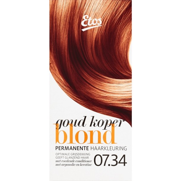 Etos Permanente Haarkleuring 07.34 Goud Koper Blond 120 ml 