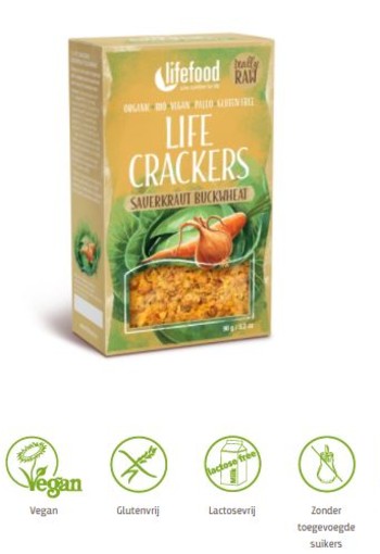 Lifefood Life crackers zuurkool boekweit raw bio (90 Gram)