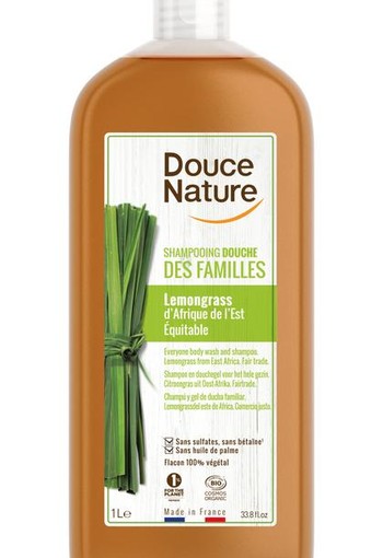 Douce Nature Douchegel & shampoo familie lemongrass bio (1 Liter)