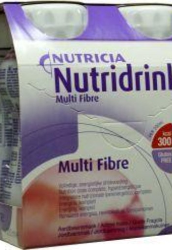 Nutridrink Multi fibre aardbei 200ml (4 Stuks)