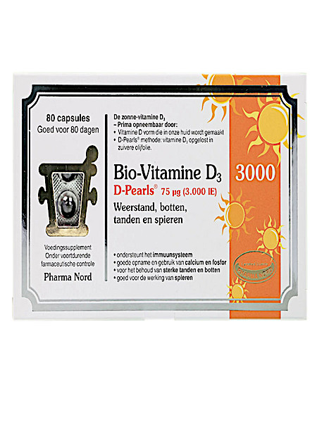 Bio Vi­ta­mi­ne D3 3000 D-pe­arls 75µg 80 stuks