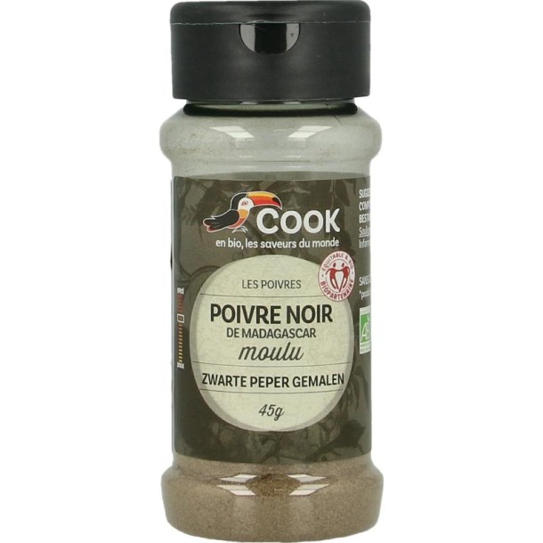 Cook Zwarte peper gemalen bio (45 Gram)