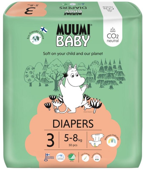 Muumi Baby Eco luiers maat 3 midi 5-8kg (50 Stuks)