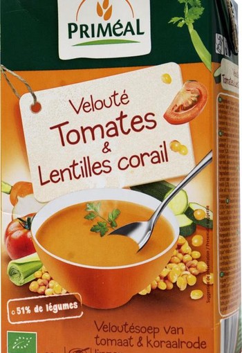 Primeal Veloute gebonden soep tomaat linzen bio (1 Liter)