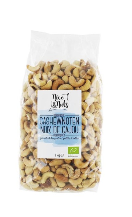 Nice & Nuts Cashewnoten geroosterd en gezouten bio (1 Kilogram)