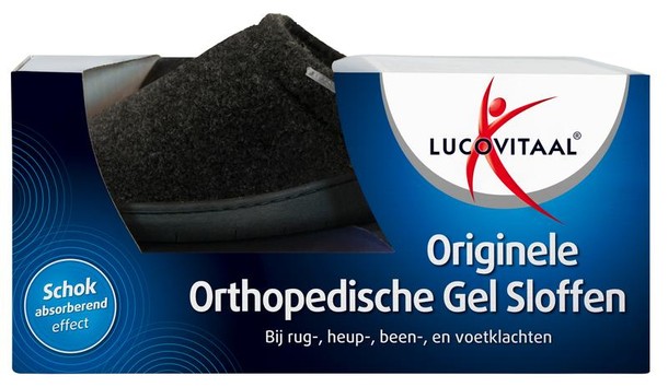 Lucovitaal Orthopedische gel sloffen zwart 44/45 (1 paar)