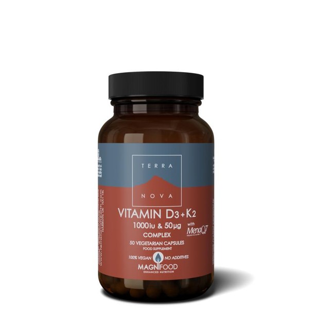Terranova Vitamine D3 1000IU met K2 50mcg complex (50 Vegetarische capsules)