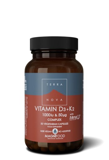 Terranova Vitamine D3 1000IU met K2 50mcg complex (50 Vegetarische capsules)