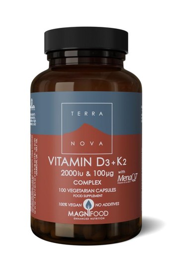 Terranova Vitamine D3 2000IU met K2 100mcg complex (100 Vegetarische capsules)