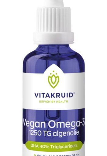 Vitakruid Vegan Omega 3 algenolie 1250 tryglyceriden 500 DHA (50 Milliliter)