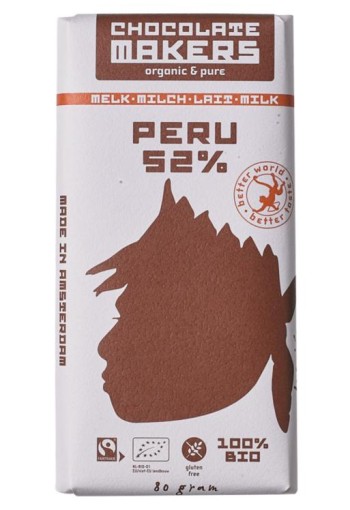 Chocolatemakers Awajun 52% donkere melk fairtrade bio (80 Gram)