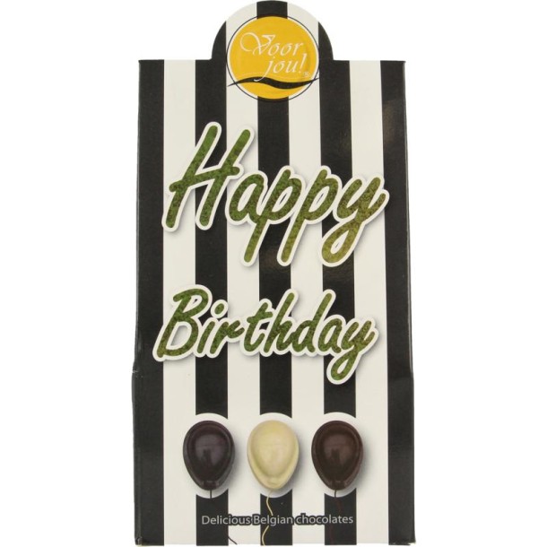 Voor Jou! Cadeau doos black & white happy birthday (100 Gram)