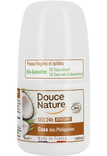Douce Nature Deodorant roll on met kokos 24h bio (50 Milliliter)