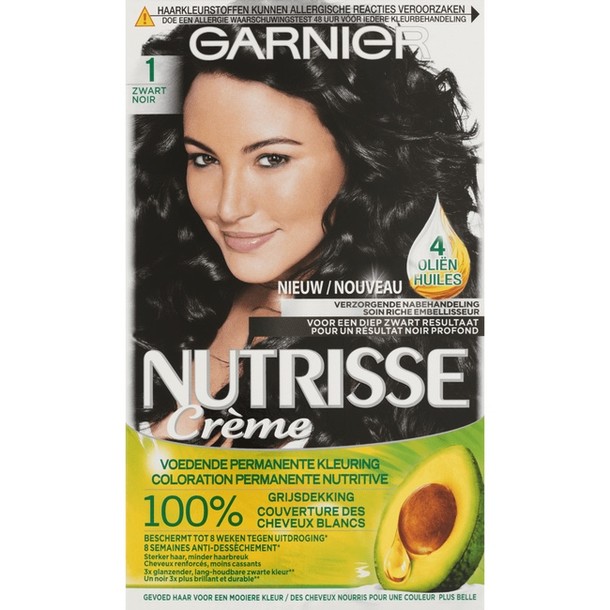 Garnier Nutrisse Crème Voedende Permanente Kleuring 1 Zwart-120ml