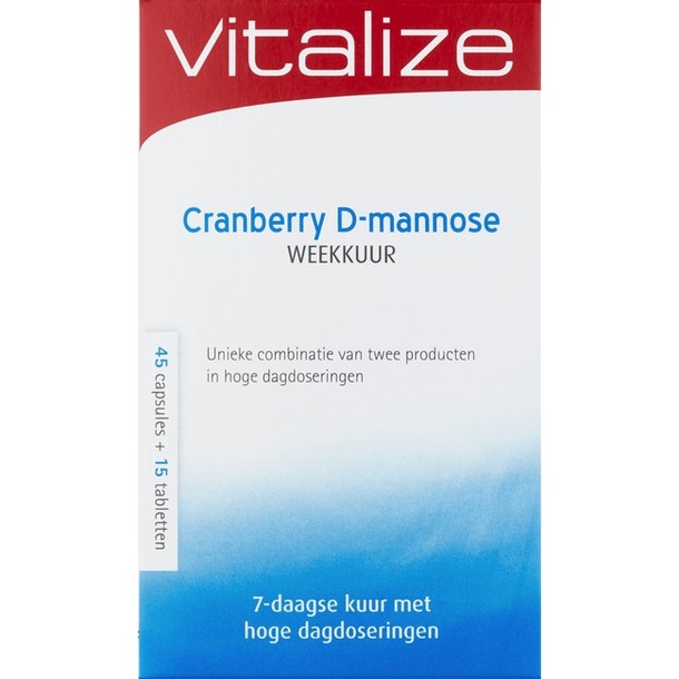 Vitalize Cranberry D-Mannose Weekkuur Capsules 60 stuks capsule