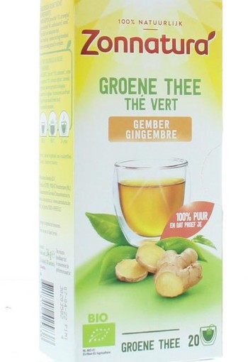 Zonnatura Groene thee gember bio (20 Zakjes)