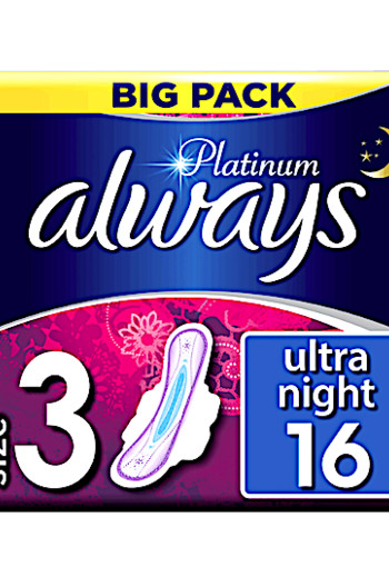 Always Platinum Ultra Night (Maat 3) Maandverband Met Vleugels 16 st.